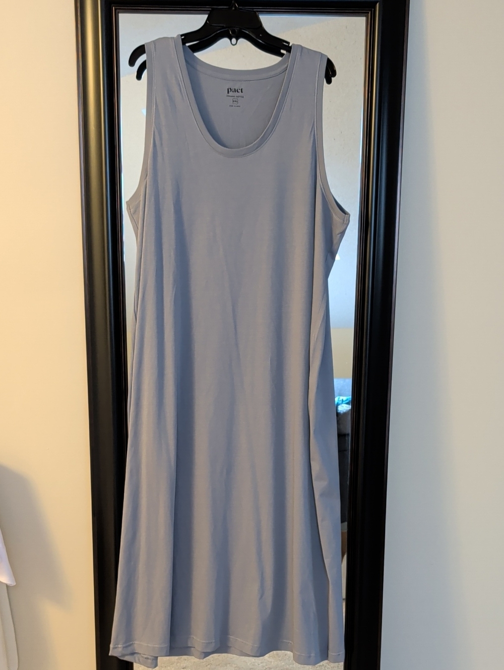 Pact 100% Organic Cotton Dusty Blue Sleeveless Scoop Neck Cotton Maxi Dress